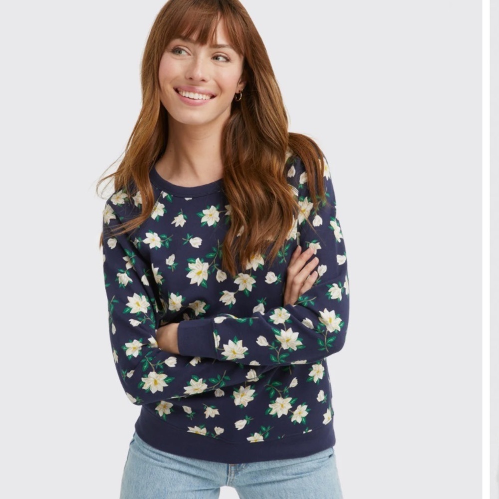 Draper James Natalie Magnolia Blue Floral Sweater Top